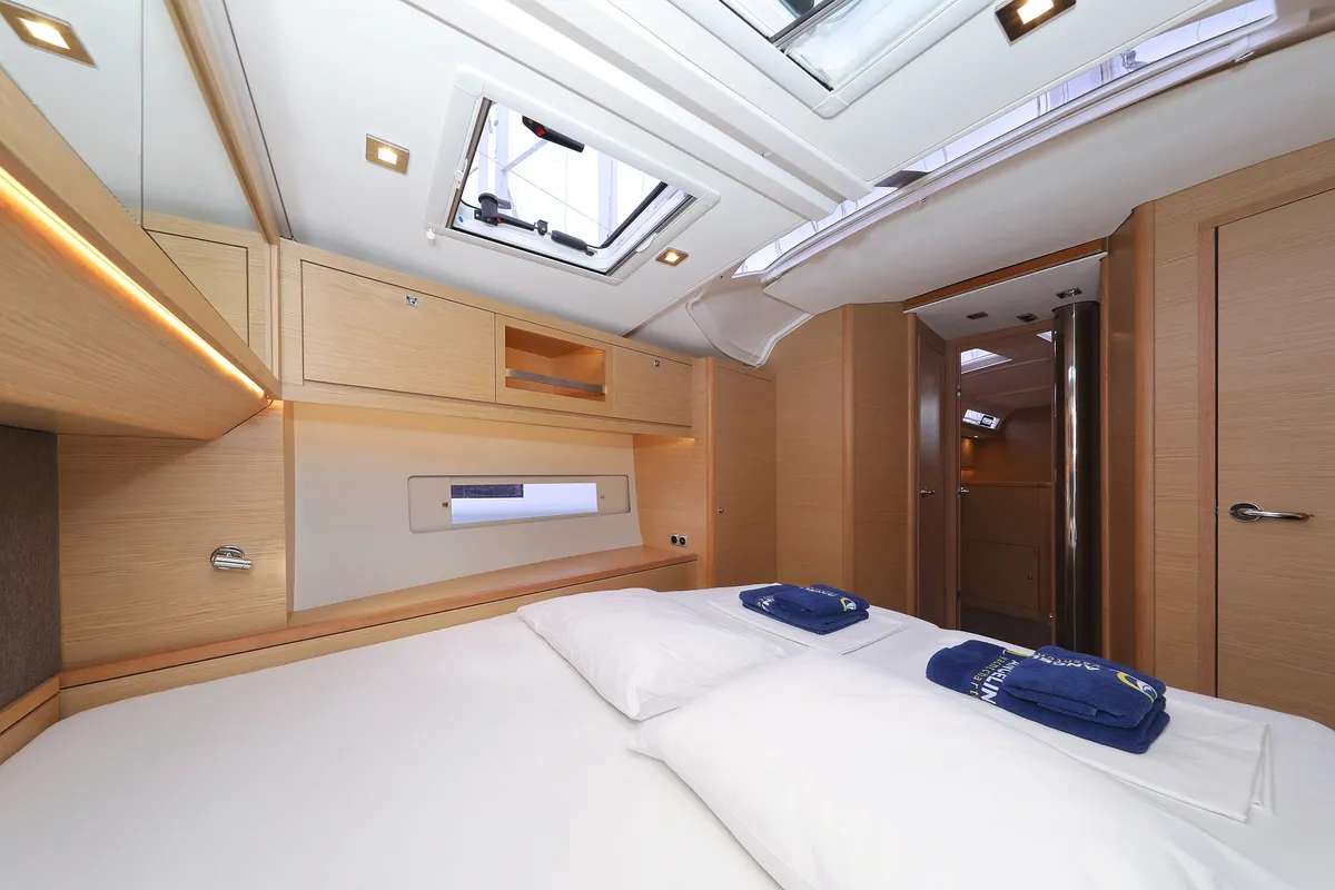 Cabin on Amber, a Dufour 470 sailboat at Grad Trogir, Croatia