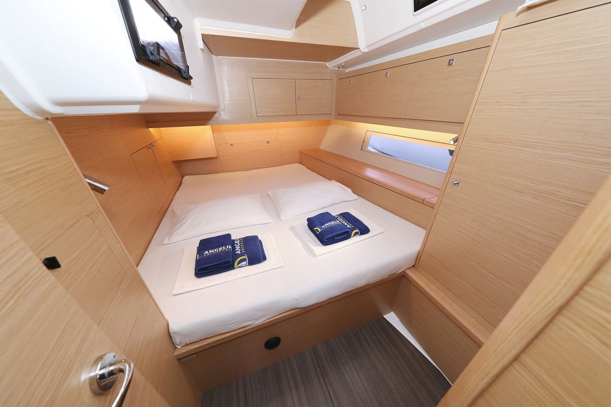 Cabin on Amber, a Dufour 470 sailboat at Grad Trogir, Croatia