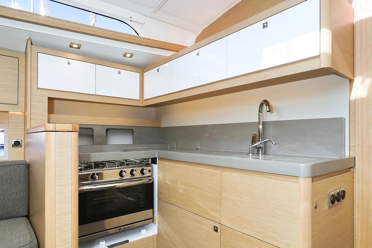 Galley of Amber, a Dufour 470 sailboat at Grad Trogir, Croatia