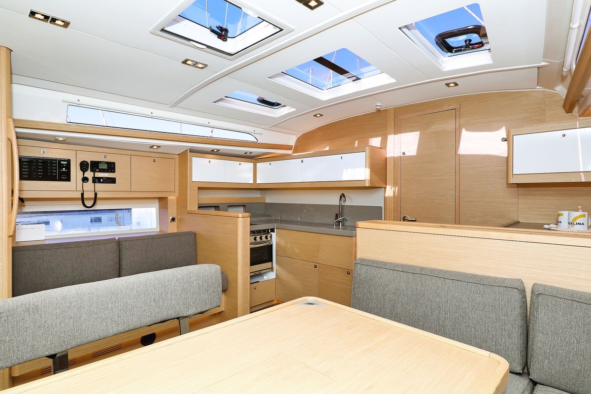 Salon of Amber, a Dufour 470 sailboat at Grad Trogir, Croatia