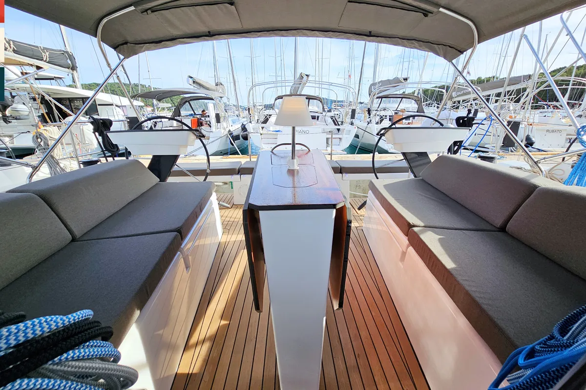 Deck of Kaya, a Dufour 41 sailboat at Općina Rogoznica, Croatia