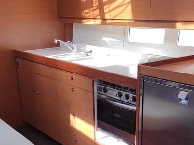 Galley of Pinacolada, a Dufour 460 GL sailboat at Milazzo, Italy