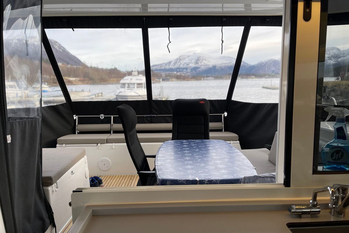 Deck of Arctic Charm, a Lagoon 40 catamaran at Tromsø, Norway