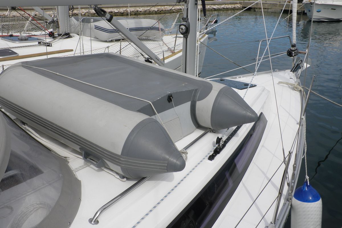 Deck of GIRICA, a Bavaria Cruiser 33 sailboat at Općina Sukošan, Croatia