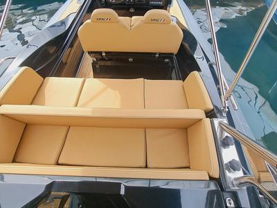 Deck of BOLLICHINA, a Zar 59 SL motorboat at Sant Antoni de Portmany, Spain