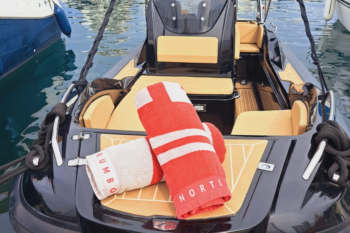 Deck of BOLLICHINA, a Zar 59 SL motorboat at Sant Antoni de Portmany, Spain