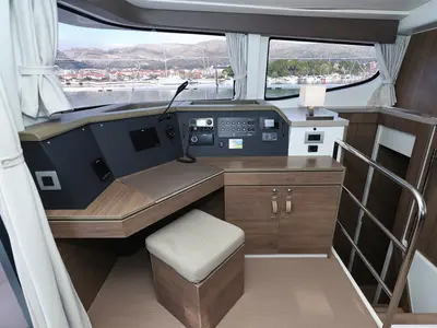 Cockpit of James Webb, a Bali 4.4 catamaran at Grad Trogir, Croatia