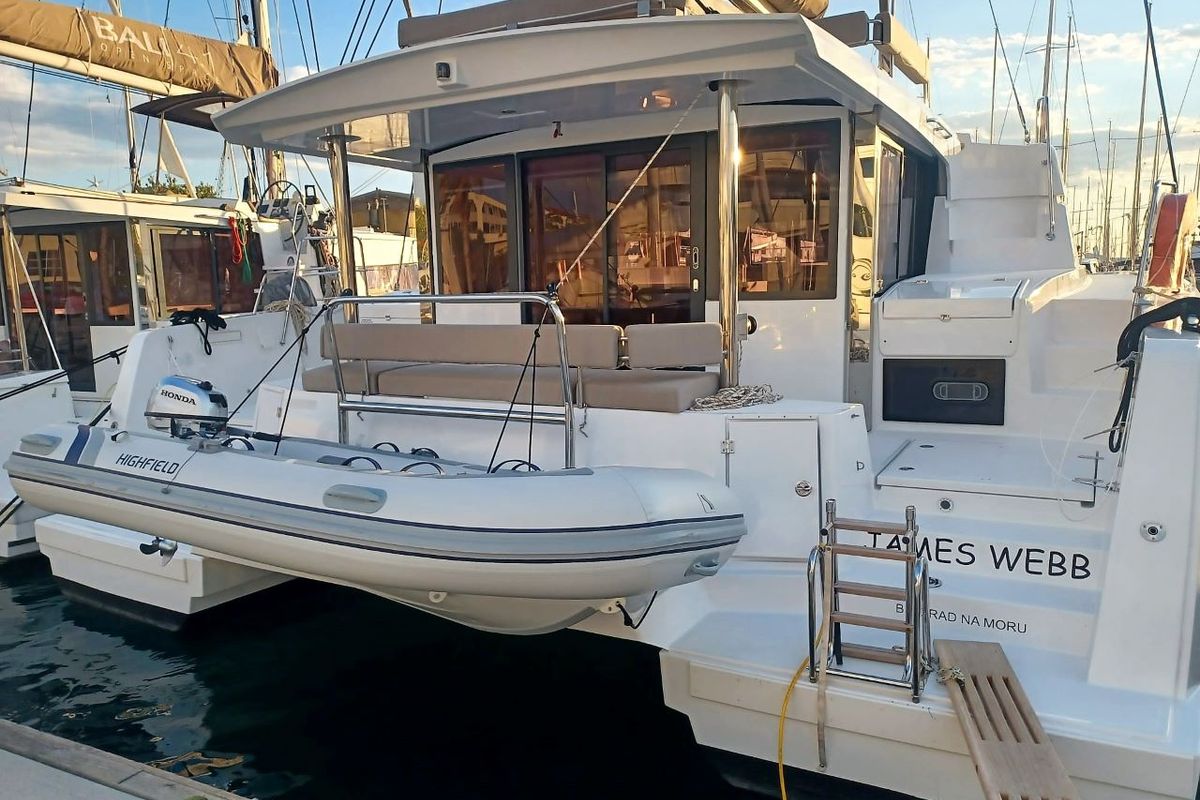 Exterior view of James Webb, a Bali 4.4 catamaran at Grad Trogir, Croatia