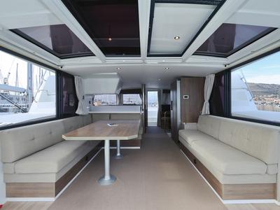 Galley of James Webb, a Bali 4.4 catamaran at Grad Trogir, Croatia