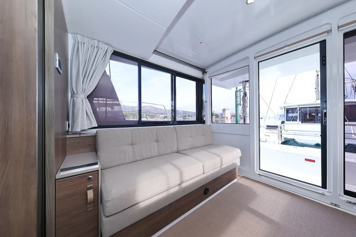 Salon of James Webb, a Bali 4.4 catamaran at Grad Trogir, Croatia