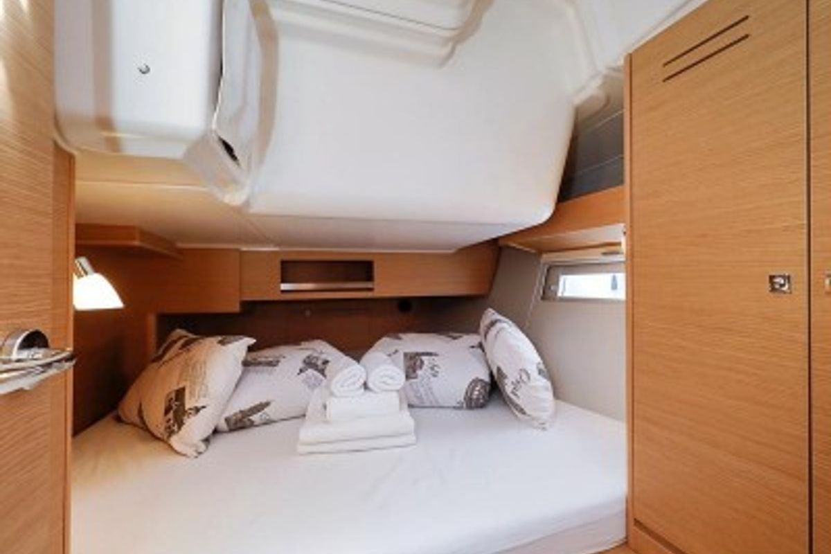 Cabin on Nunet, a Dufour 390 GL sailboat at Grad Biograd na Moru, Croatia