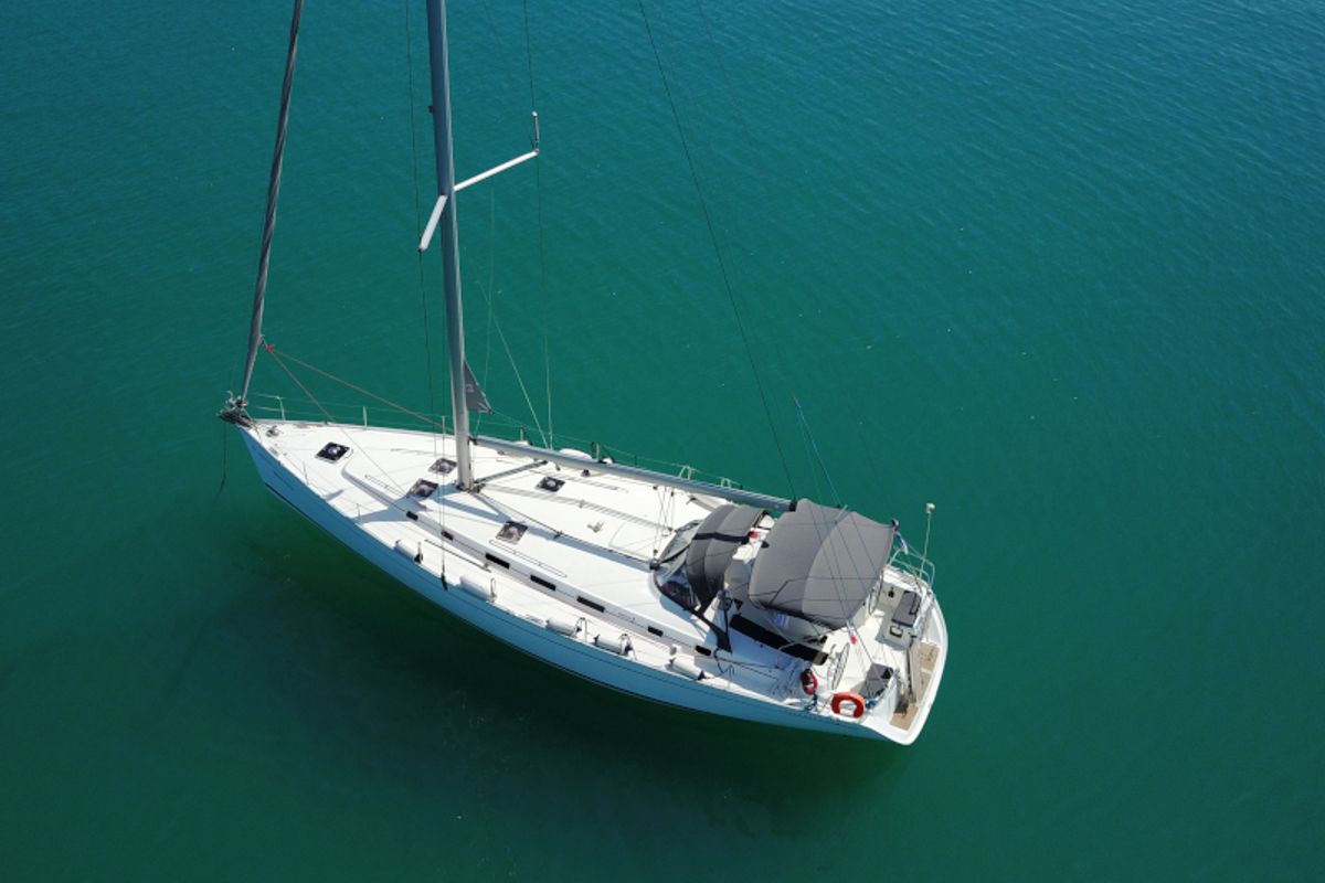 Exterior view of Siora Maria, a Beneteau Cyclades 50.4 sailboat at Athens, Greece