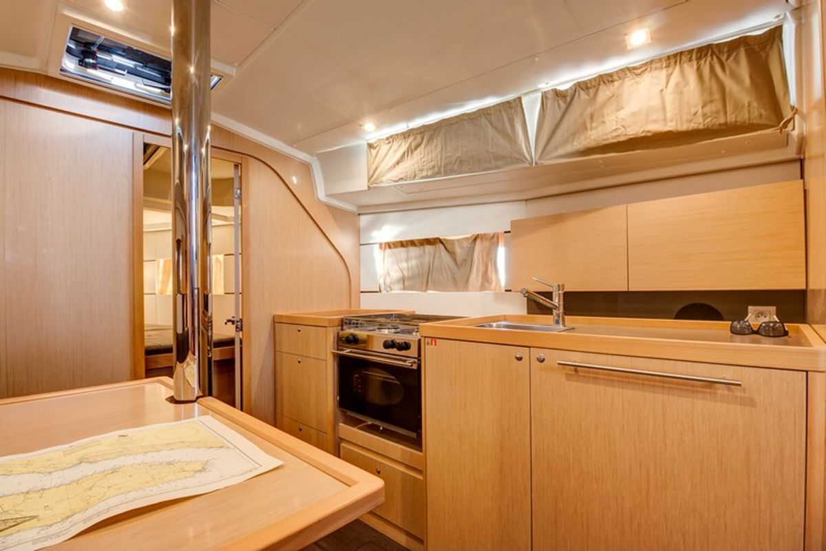 Galley of ARSEN, a Beneteau Oceanis 38 sailboat at Split, Croatia