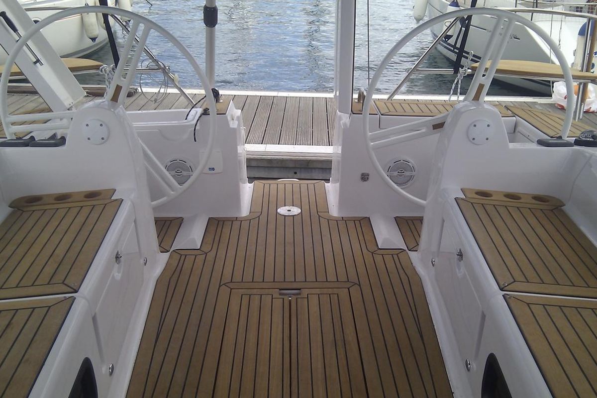 Cockpit of Mili Mili, a Elan 444 Impression sailboat at Zadar, Croatia