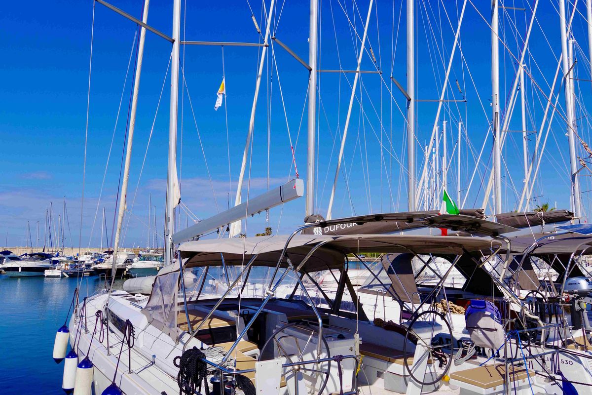 Exterior view of Elettra, a Beneteau Oceanis 51.1 sailboat at Castellammare di Stabia, Italy