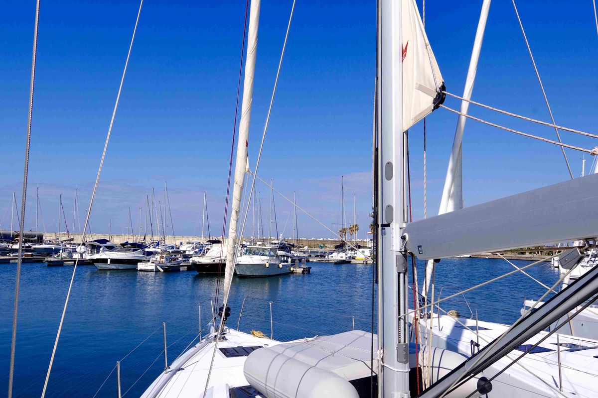 Exterior view of Elettra, a Beneteau Oceanis 51.1 sailboat at Castellammare di Stabia, Italy