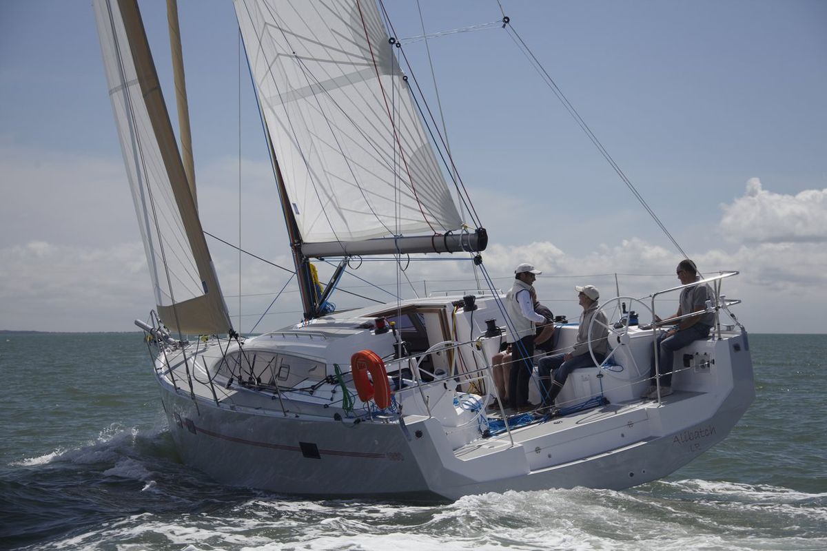Exterior view of Horizon, a RM Yachts RM 1260 sailboat at Antibes, France