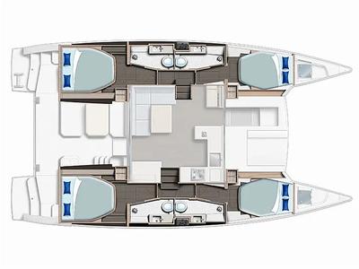 Floor plan of Sunsail 424/4/4 Classic, a Gulet Sunsail 424 catamaran at Uturoa, France