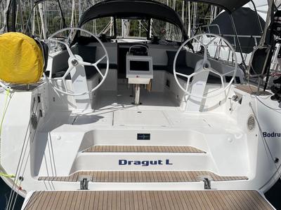 Cockpit of Dragut L, a Bavaria Cruiser 46 sailboat at Bodrum, Turkey
