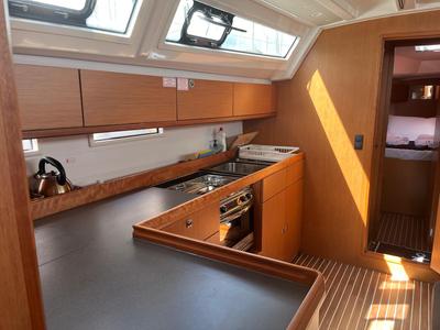 Galley of Dragut L, a Bavaria Cruiser 46 sailboat at Bodrum, Turkey