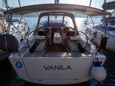 Cockpit of Vanila, a Dufour 360 GL sailboat at Mali Lošinj, Croatia