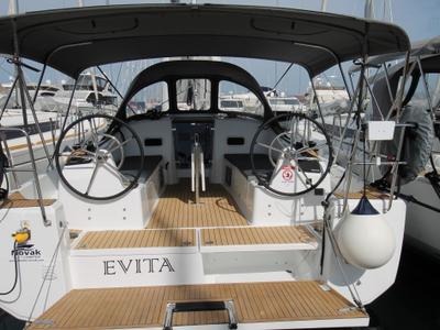 Cockpit of Evita, a Jeanneau Sun Odyssey 380 sailboat at Grad Biograd na Moru, Croatia
