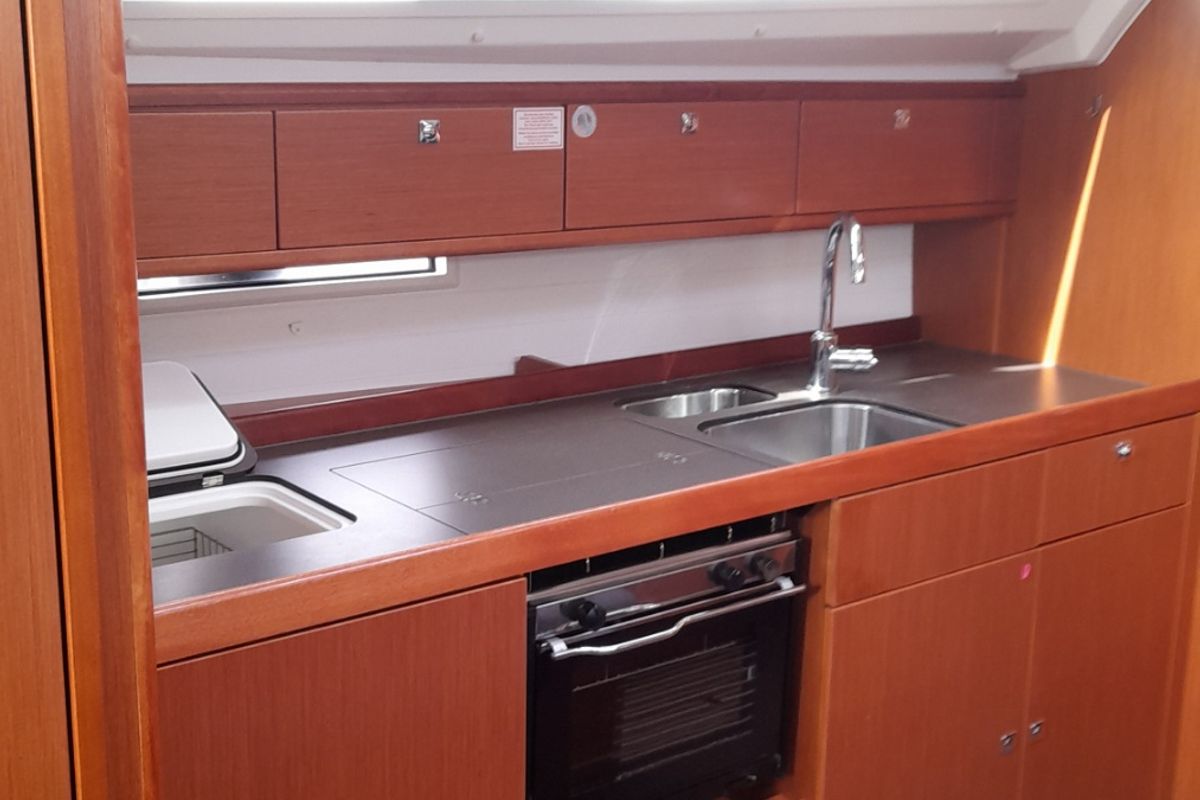 Galley of Optasia, a Bavaria Cruiser 41 sailboat at Municipal Unit of Rhodes, Greece