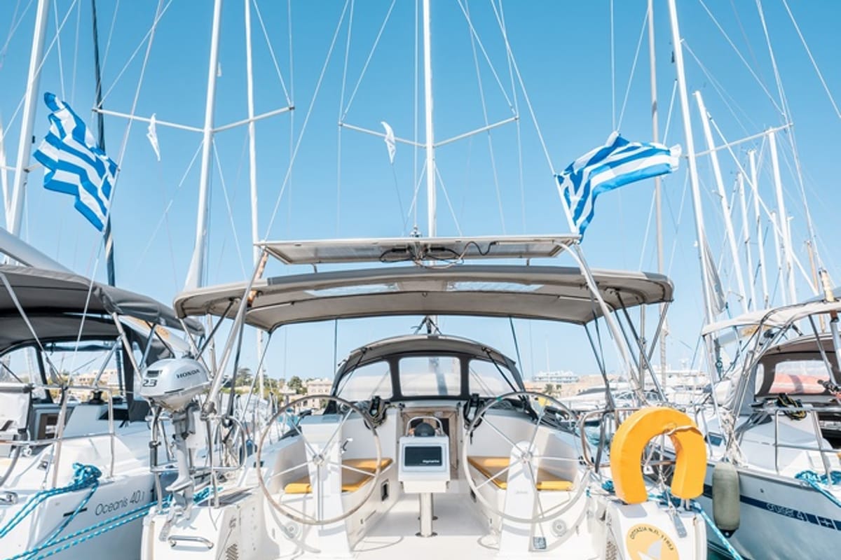 Optasia, a Bavaria Cruiser 41 sailboat at Municipal Unit of Rhodes, Greece