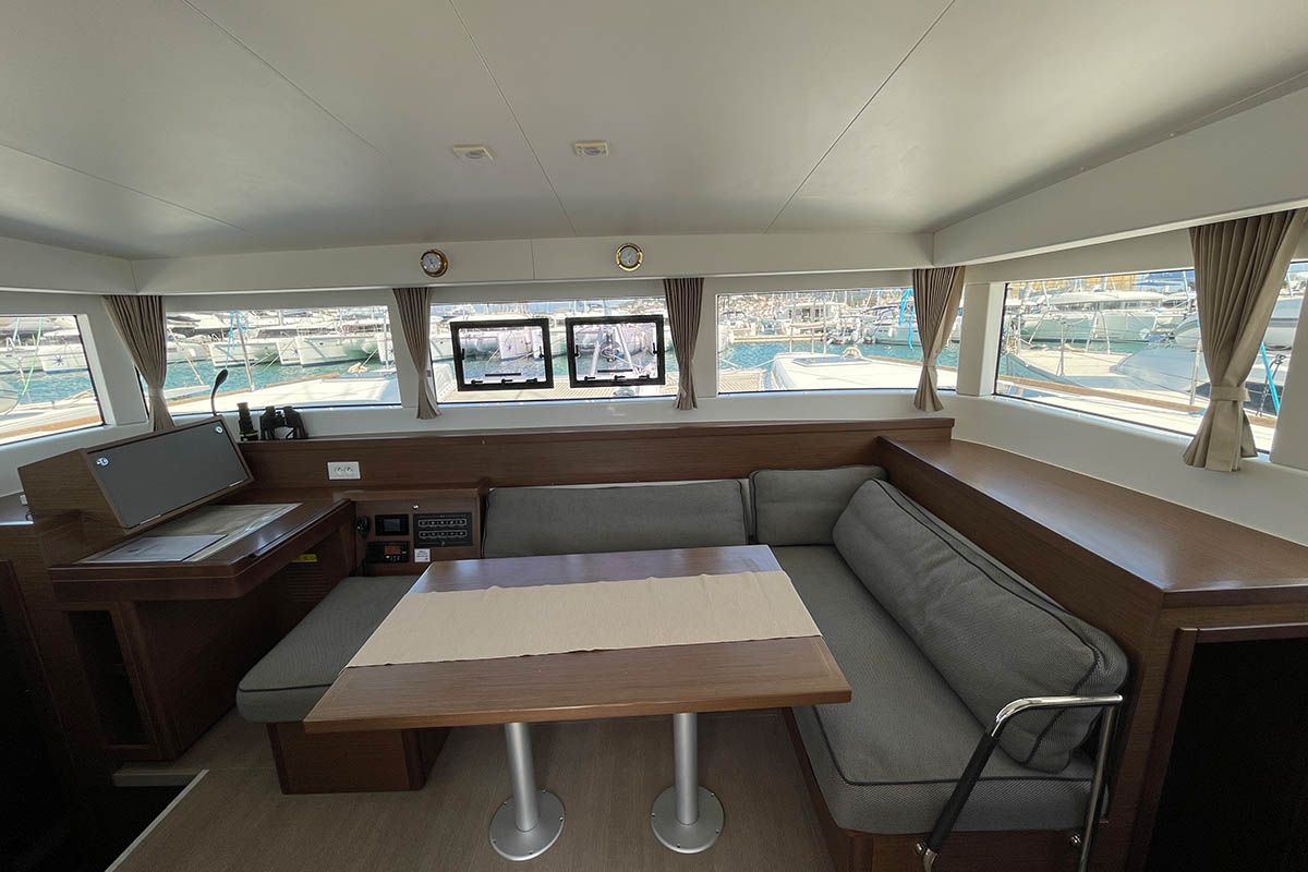 Head on Amalia II , a Lagoon 40 catamaran at Seget Donji, Croatia