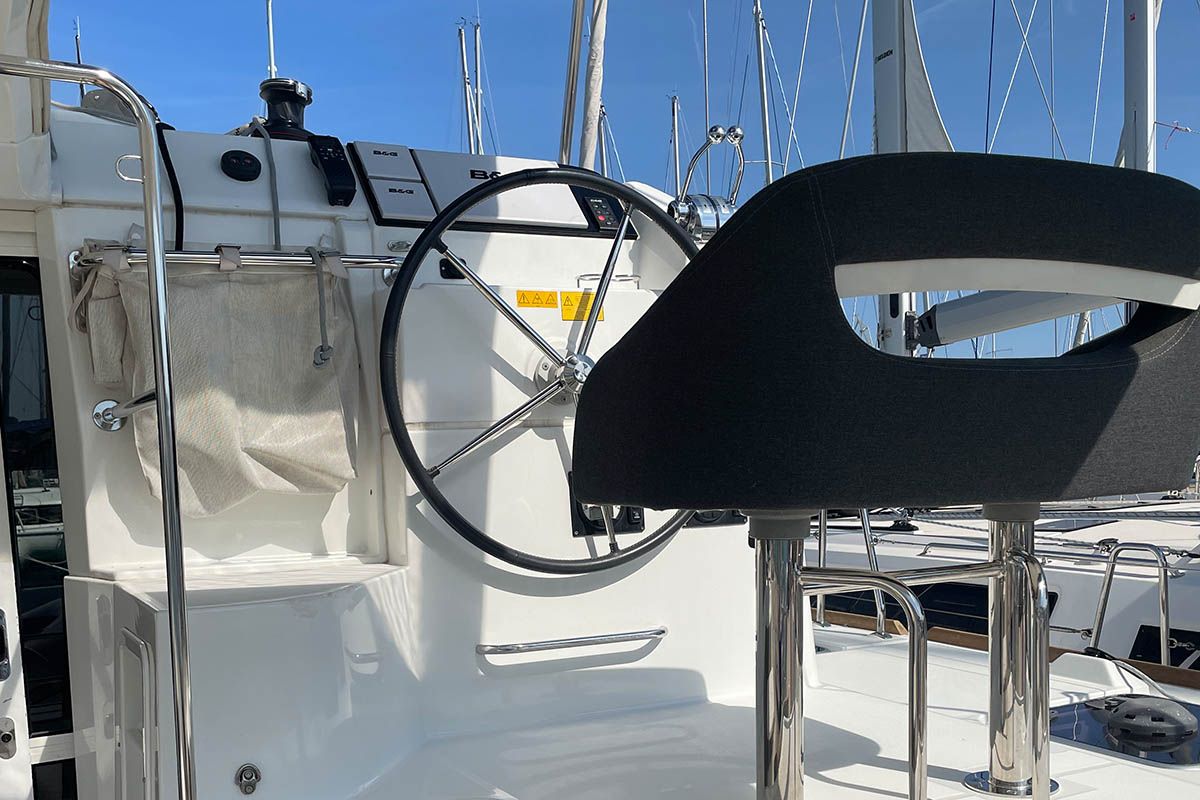 Salon of Amalia II , a Lagoon 40 catamaran at Seget Donji, Croatia