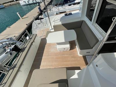 Cockpit of Amalia II , a Lagoon 40 catamaran at Seget Donji, Croatia