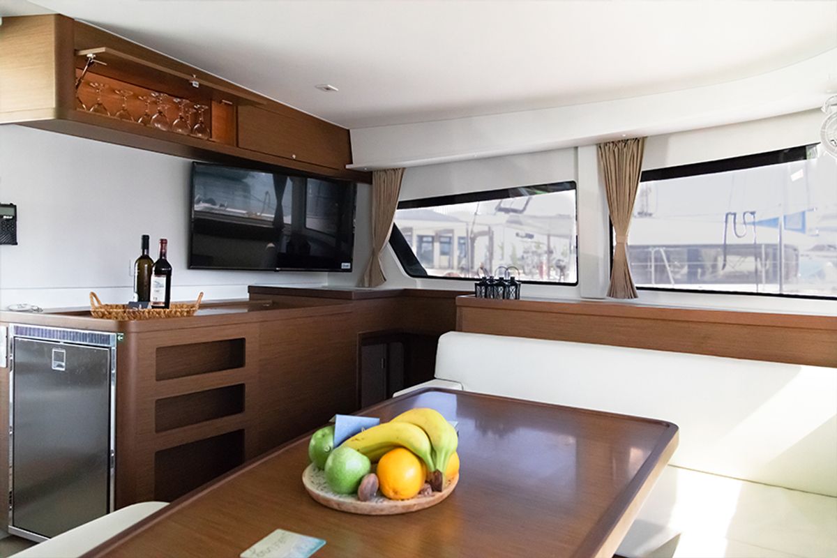 Salon of Dioni, a Lagoon 42 catamaran at Preveza, Greece
