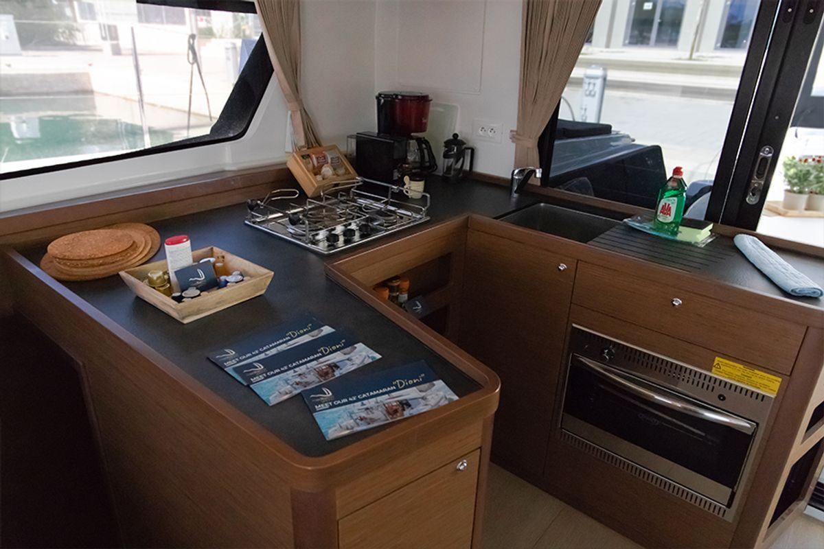 Galley of Dioni, a Lagoon 42 catamaran at Preveza, Greece