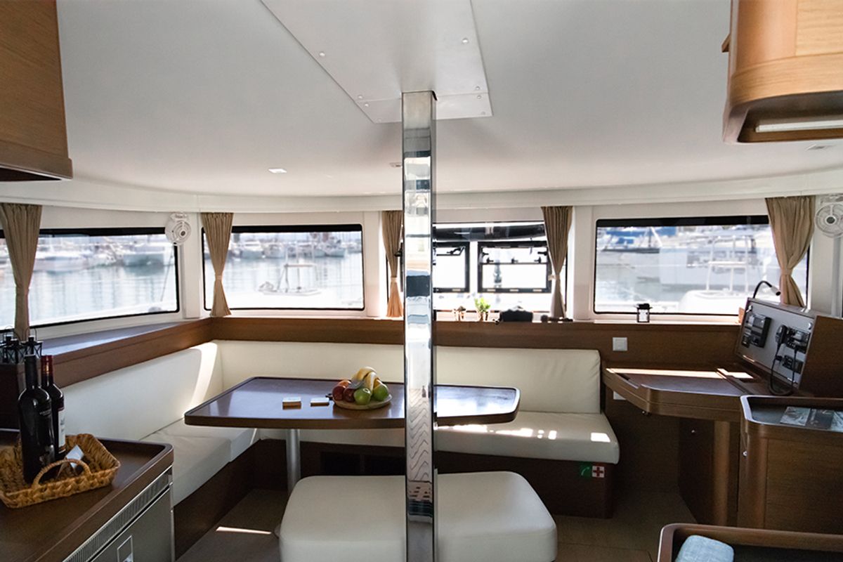 Salon of Dioni, a Lagoon 42 catamaran at Preveza, Greece