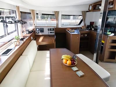 Salon of Dioni, a Lagoon 42 catamaran at Preveza, Greece