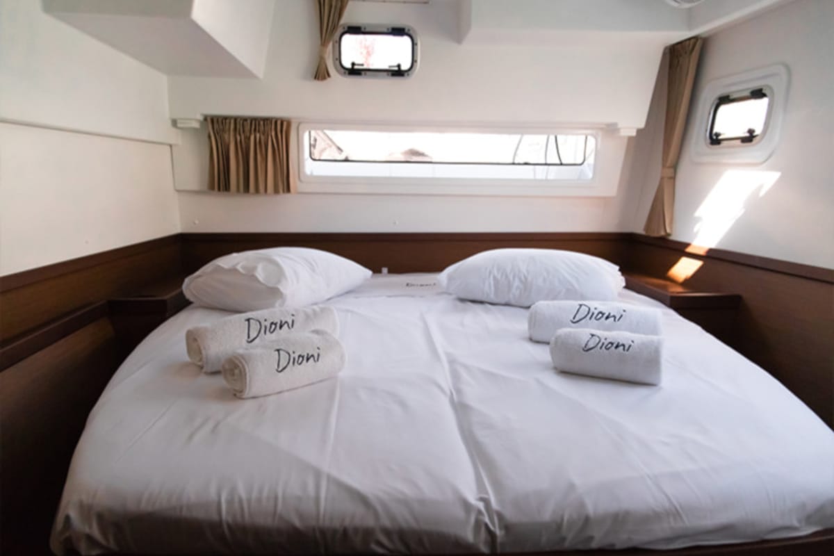 Cabin on Dioni, a Lagoon 42 catamaran at Preveza, Greece