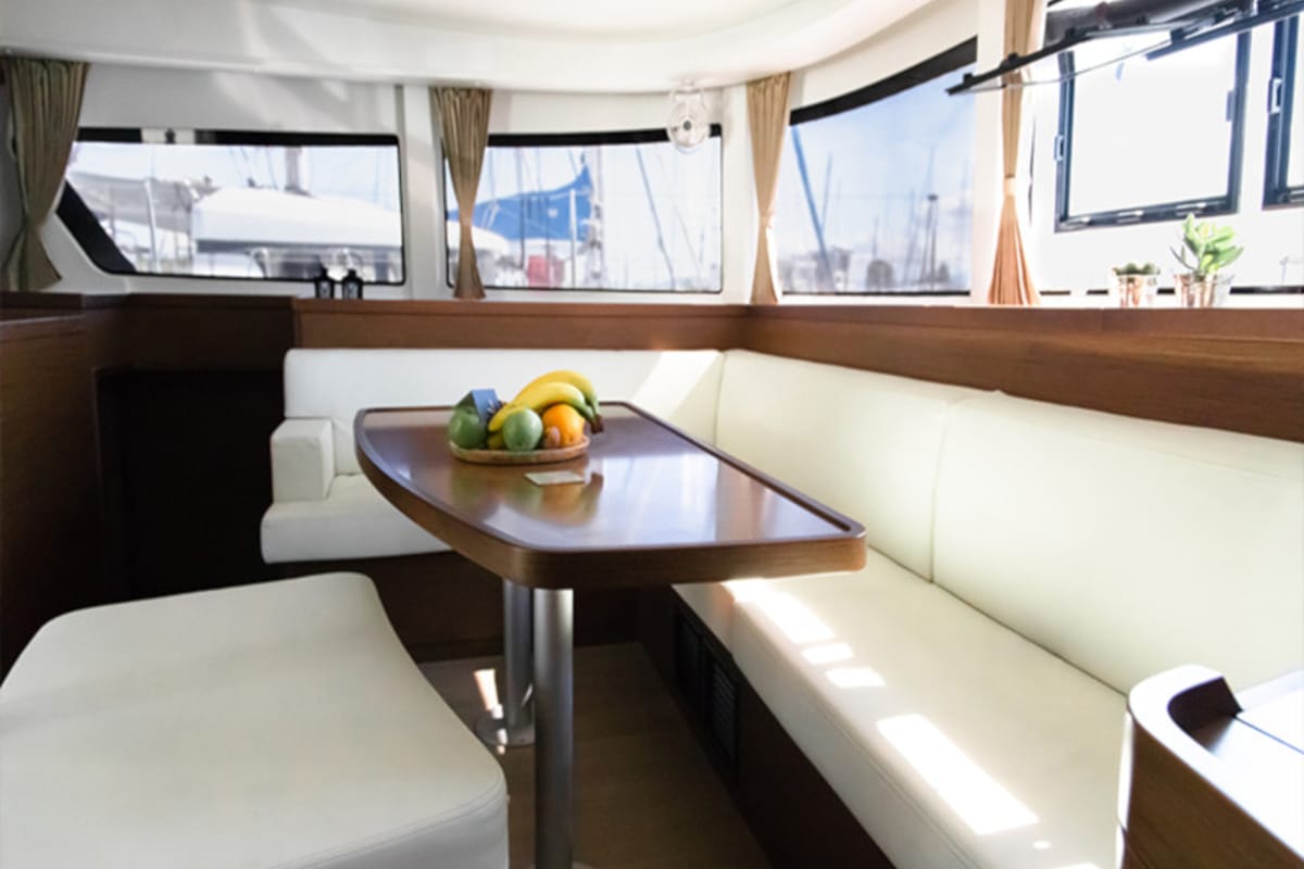 Salon of Dioni, a Lagoon 42 catamaran at Preveza, Greece