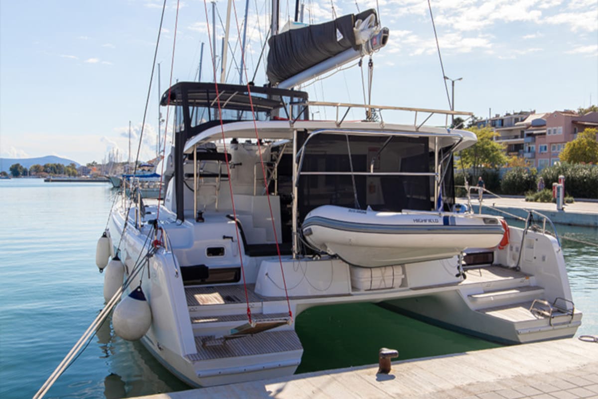Salon of Dioni, a Lagoon 42 catamaran at Preveza, Greece
