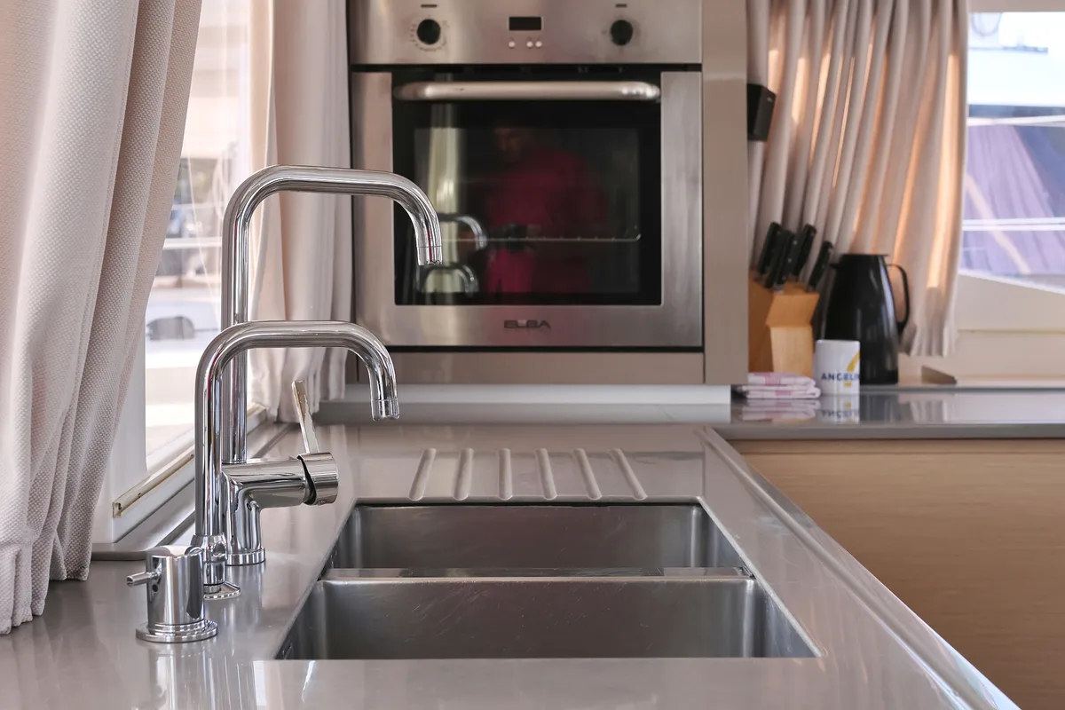 Galley of Feeling Free, a Fountaine Pajot Saba 50 catamaran at Općina Sveti Filip i Jakov, Croatia