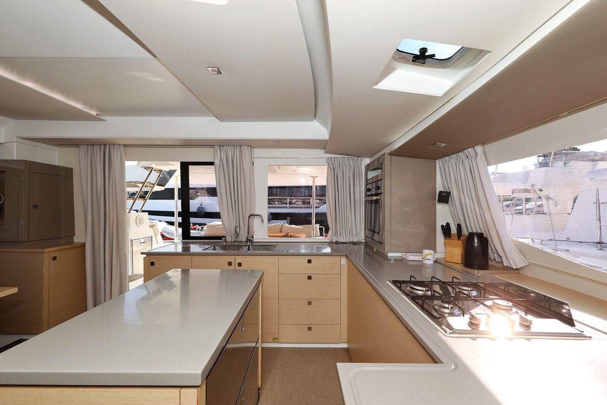 Galley of Feeling Free, a Fountaine Pajot Saba 50 catamaran at Općina Sveti Filip i Jakov, Croatia