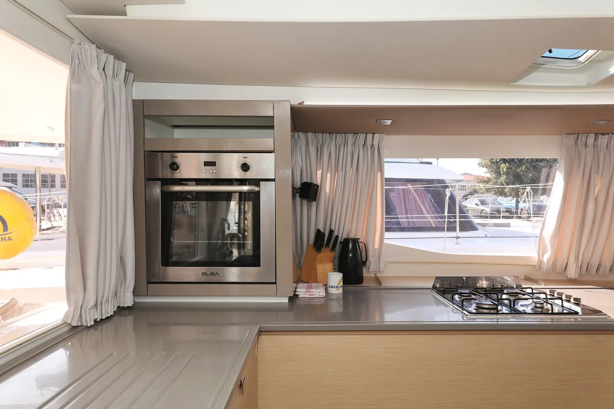 Galley of Feeling Free, a Fountaine Pajot Saba 50 catamaran at Općina Sveti Filip i Jakov, Croatia