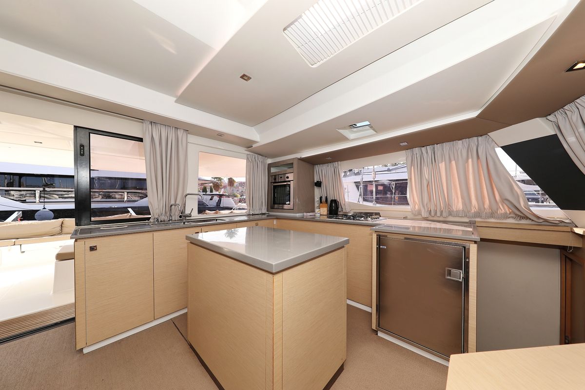 Galley of Feeling Free, a Fountaine Pajot Saba 50 catamaran at Općina Sveti Filip i Jakov, Croatia