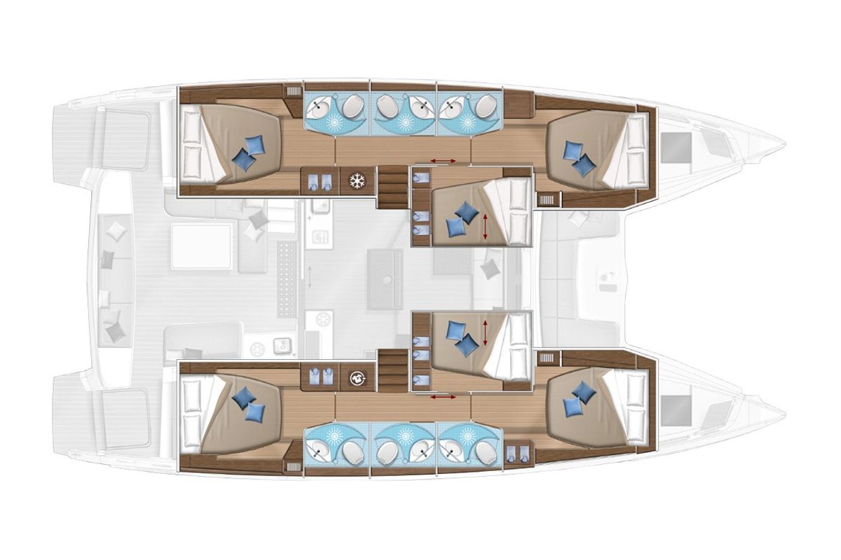 Floor plan of Rio, a Lagoon 50 catamaran at Municipal Unit of Lefkada, Greece