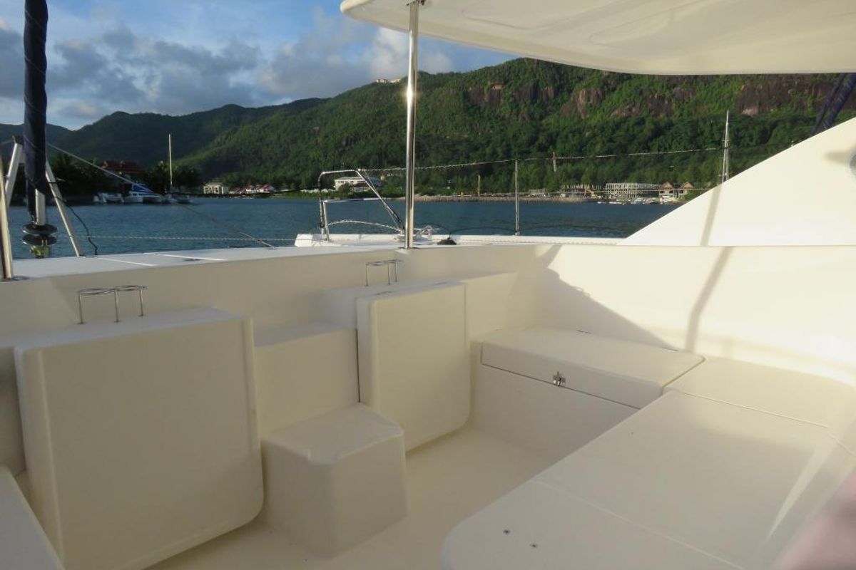 Deck of Premium, a Leopard 48 catamaran at Azam Marina, Tanzania