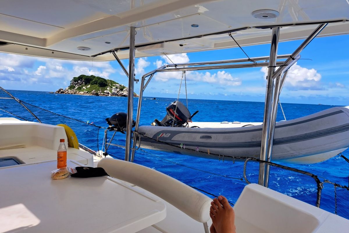 Deck of Premium, a Leopard 48 catamaran at Azam Marina, Tanzania