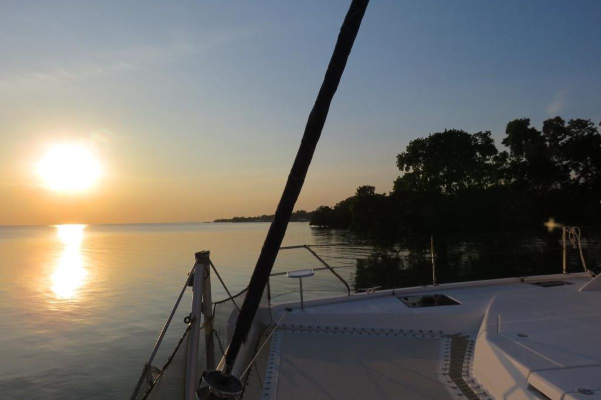 Deck of Premium, a Leopard 48 catamaran at Azam Marina, Tanzania
