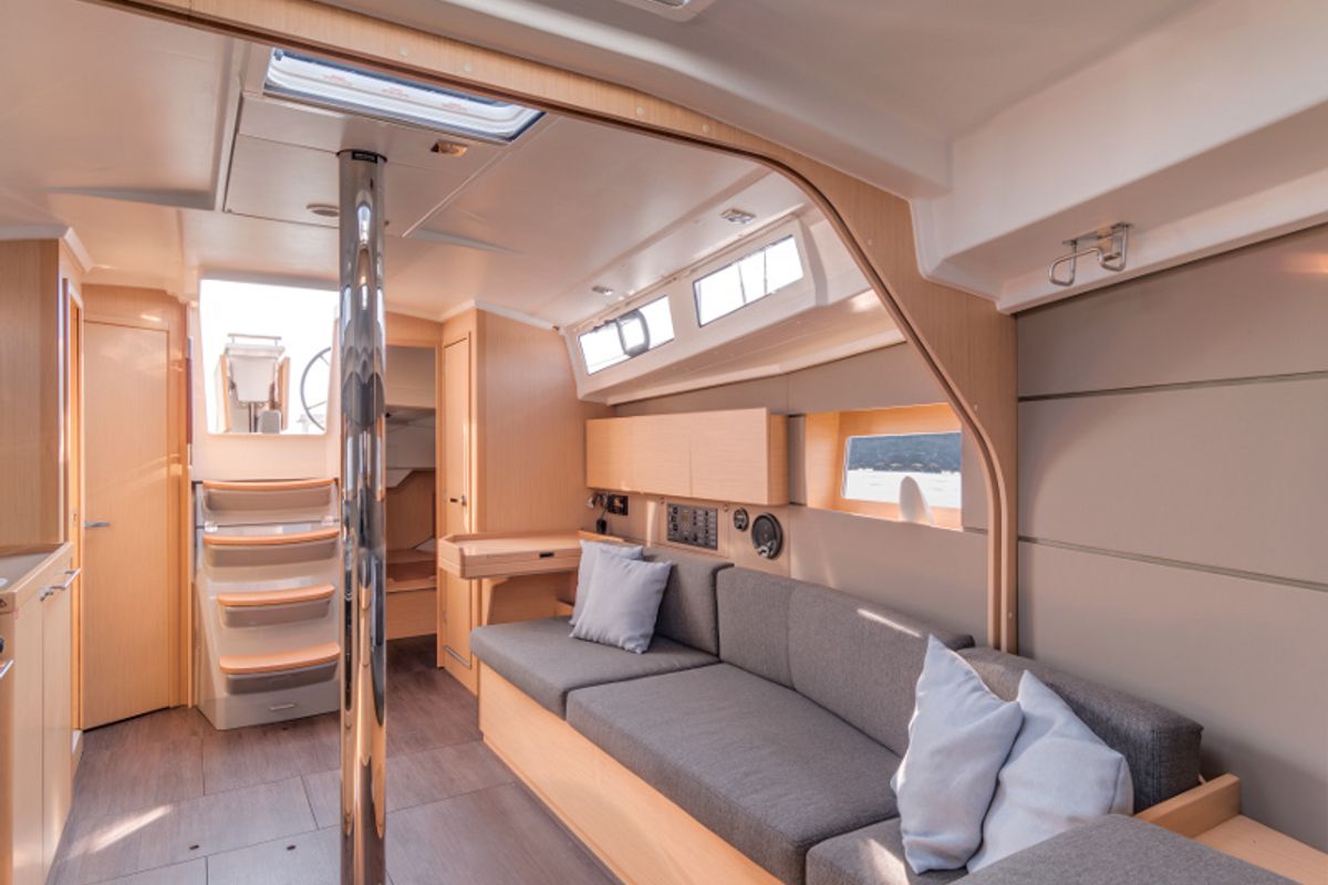 Salon of Martine, a Beneteau Oceanis 38 sailboat at Općina Marina, Croatia
