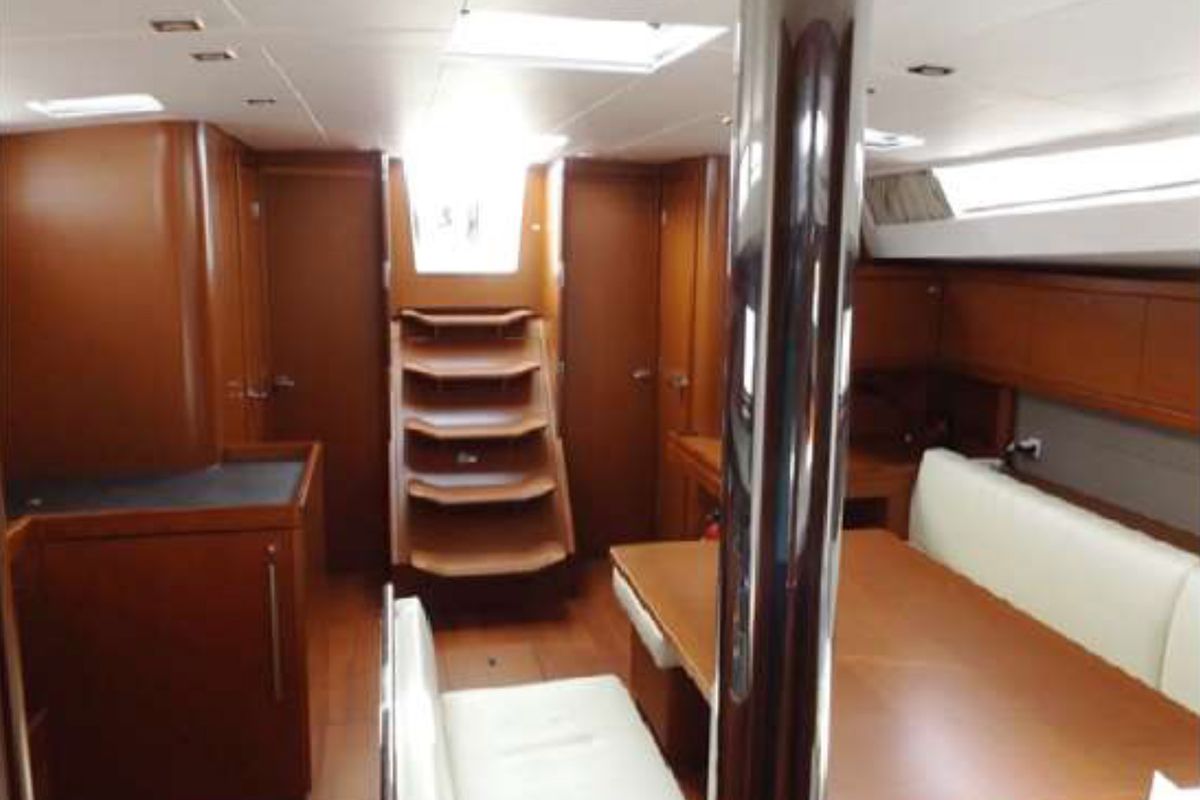 Salon of WAYWARD PRINCE, a Beneteau Oceanis 48 sailboat at Kalkara, Malta
