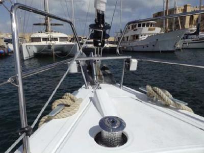 Deck of WAYWARD PRINCE, a Beneteau Oceanis 48 sailboat at Kalkara, Malta