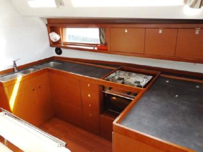 Galley of WAYWARD PRINCE, a Beneteau Oceanis 48 sailboat at Kalkara, Malta